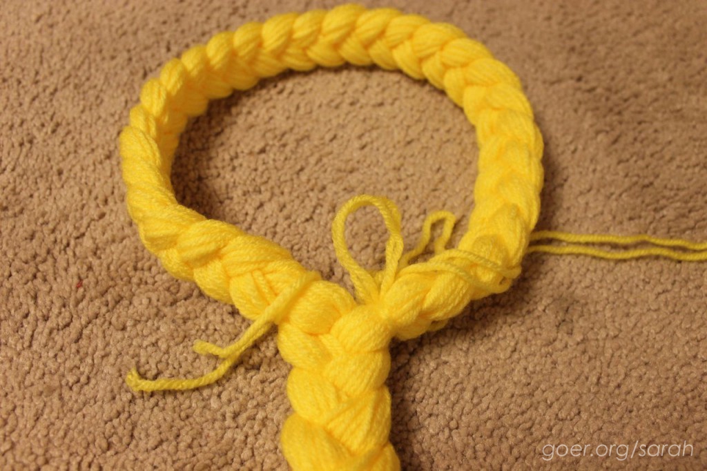 Tangled in Yellow Yarn Rapunzel Hair Tutorial Sarah Goer Quilts